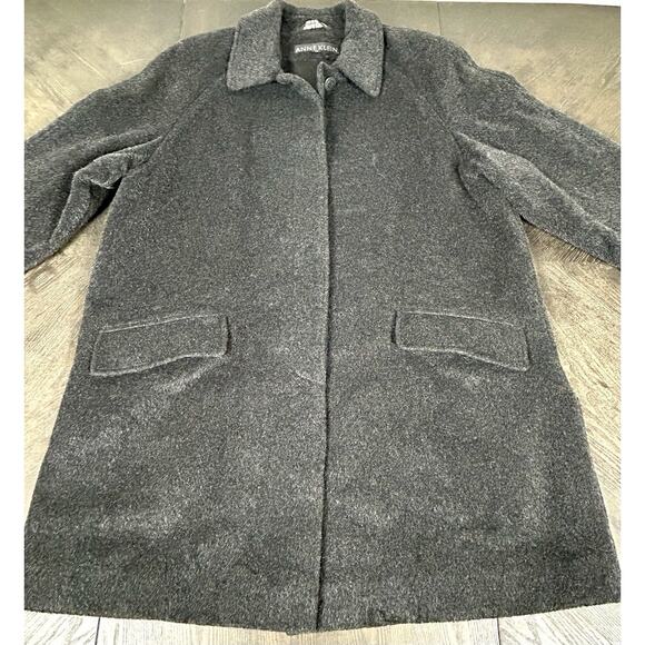 Anne Klein Black Wool Mohair Blend Overcoat Coat Women's Size 14 WPL 7888 - Picture 3 of 11